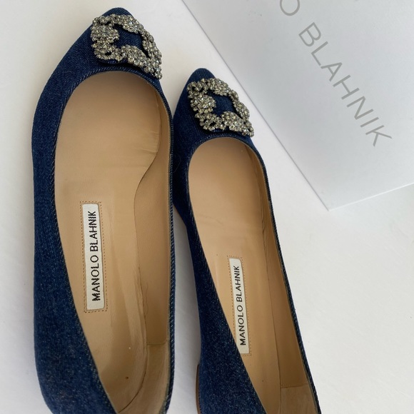 Manolo Blahnik Hangisi Denim Ballerina Flat - Picture 5 of 13